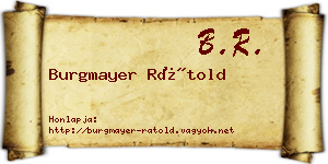 Burgmayer Rátold névjegykártya